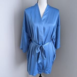 Victoria secret blue satin robe kimono one size